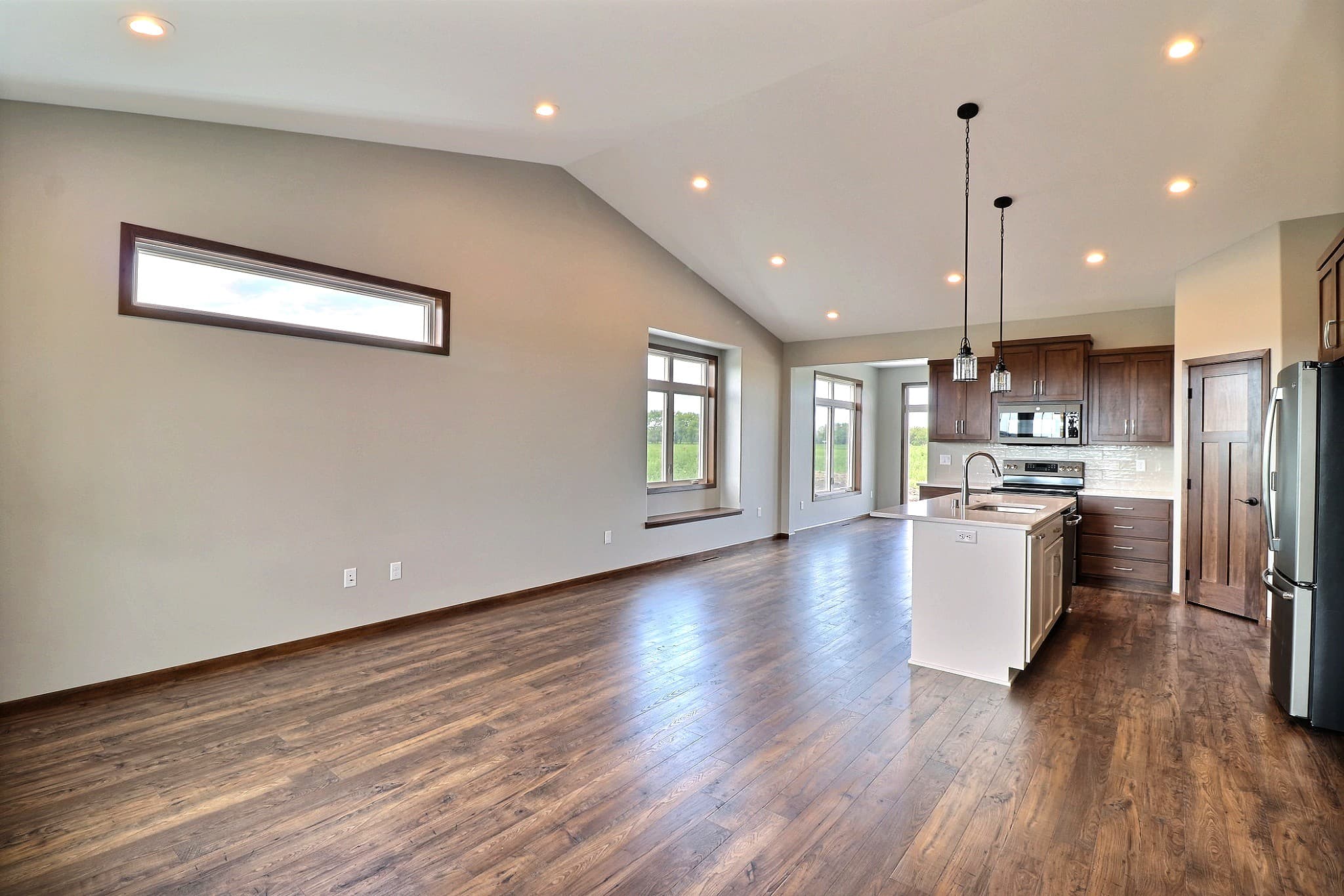 Open-concept interior of a Rick Halvorson Construction custom home